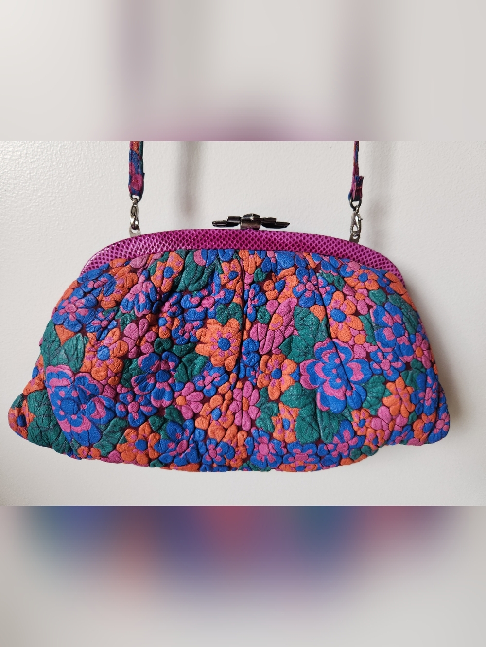 Vintage Floral Multicolor Leather Crossbody Bag Judith Jack